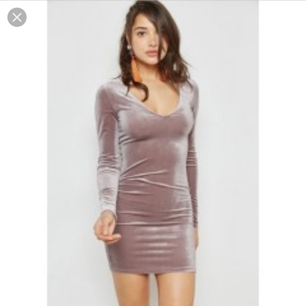 FOREVER 21 METALLIC PLUNGE NECK MINI DRESS